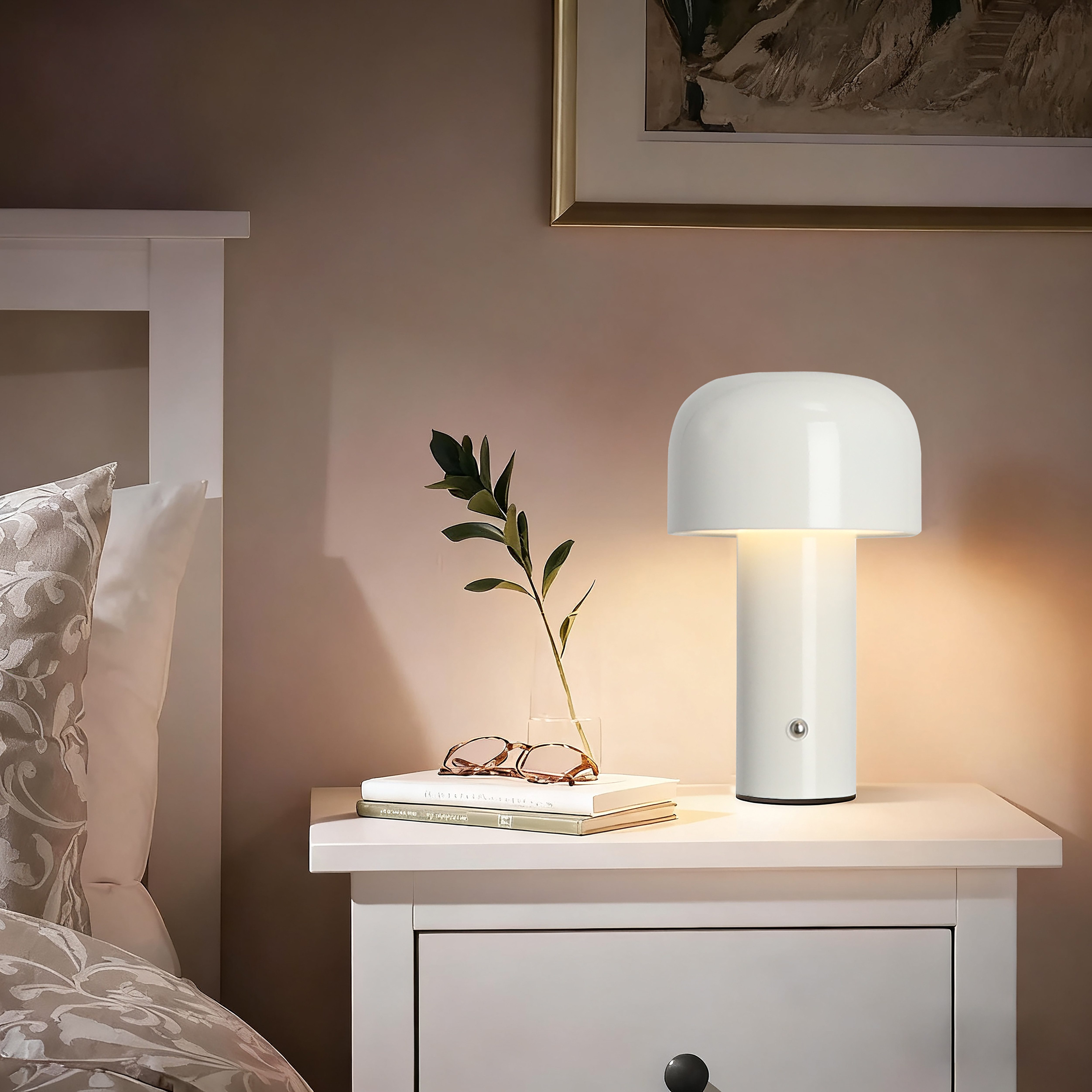 OTTO home LED Tischleuchte Ronno, Dimmer, Dimmfunktion, Ein-/Ausschalter, Farbsteuerung, USB-Ladefunktion, mehrere Helligkeitsstufen, LED fest integriert, warmweiß - kaltweiß, USB-C, Akku, Typ-C-Ladekabel, CCT, Tischlampe kabellos, Akkulampe