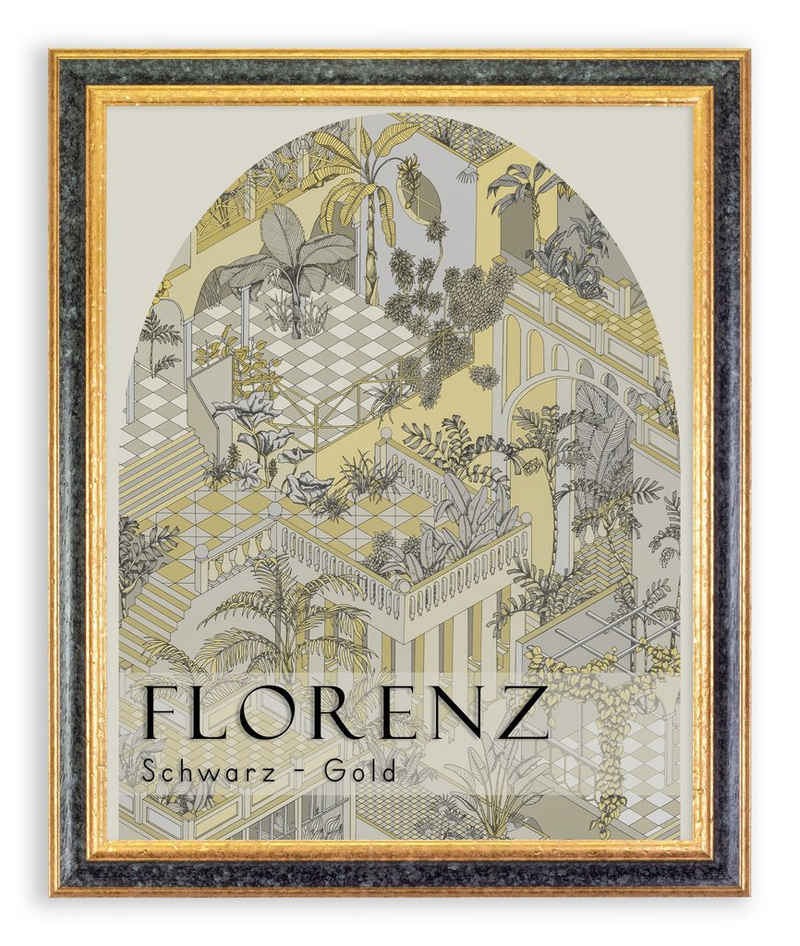 BIRAPA Einzelrahmen Bilderrahmen Florenz, (1 Stück), 29,7x42 cm (DIN A3), Schwarz Gold, Holz