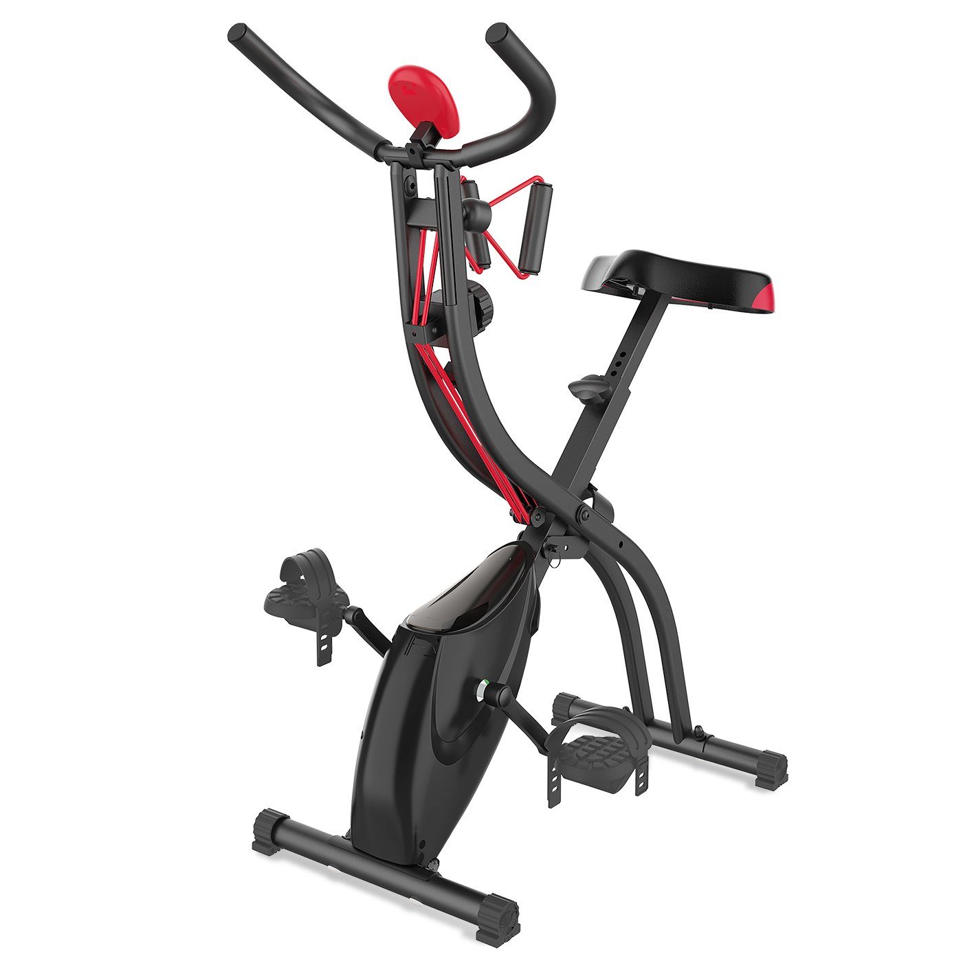 Cardiobike, schwarz/rot Expanderbänder mit Bike VITALmaxx - Fitnessbike Heimtrainer Fitness