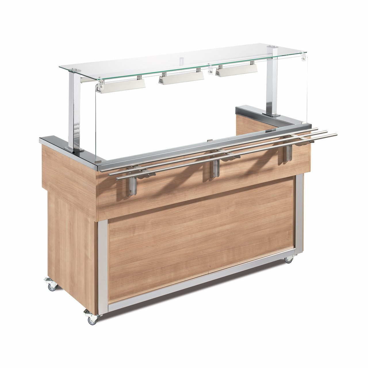 Orange Speisenwärmer Ausgabe-Anfahrelement 1819 mm Wärmelampen Vollverkleidung Kirsche