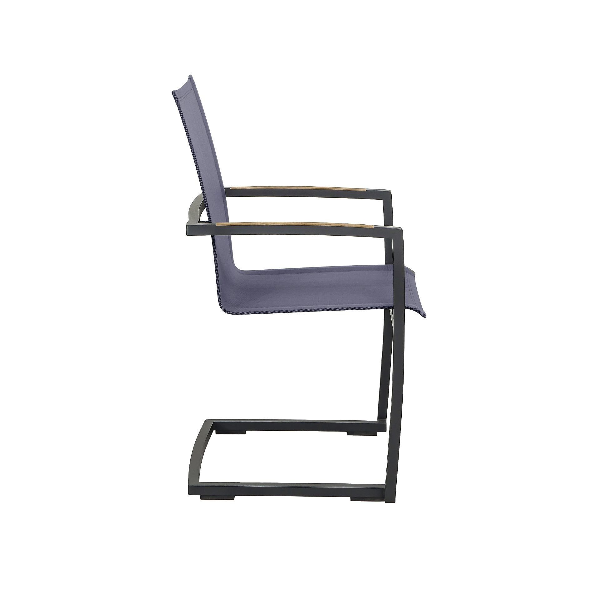CASA DOMA Gartenstuhl Mineo, stapelbarer Freischwinger Edelstahl anthrazit/Sunproof®/Teak