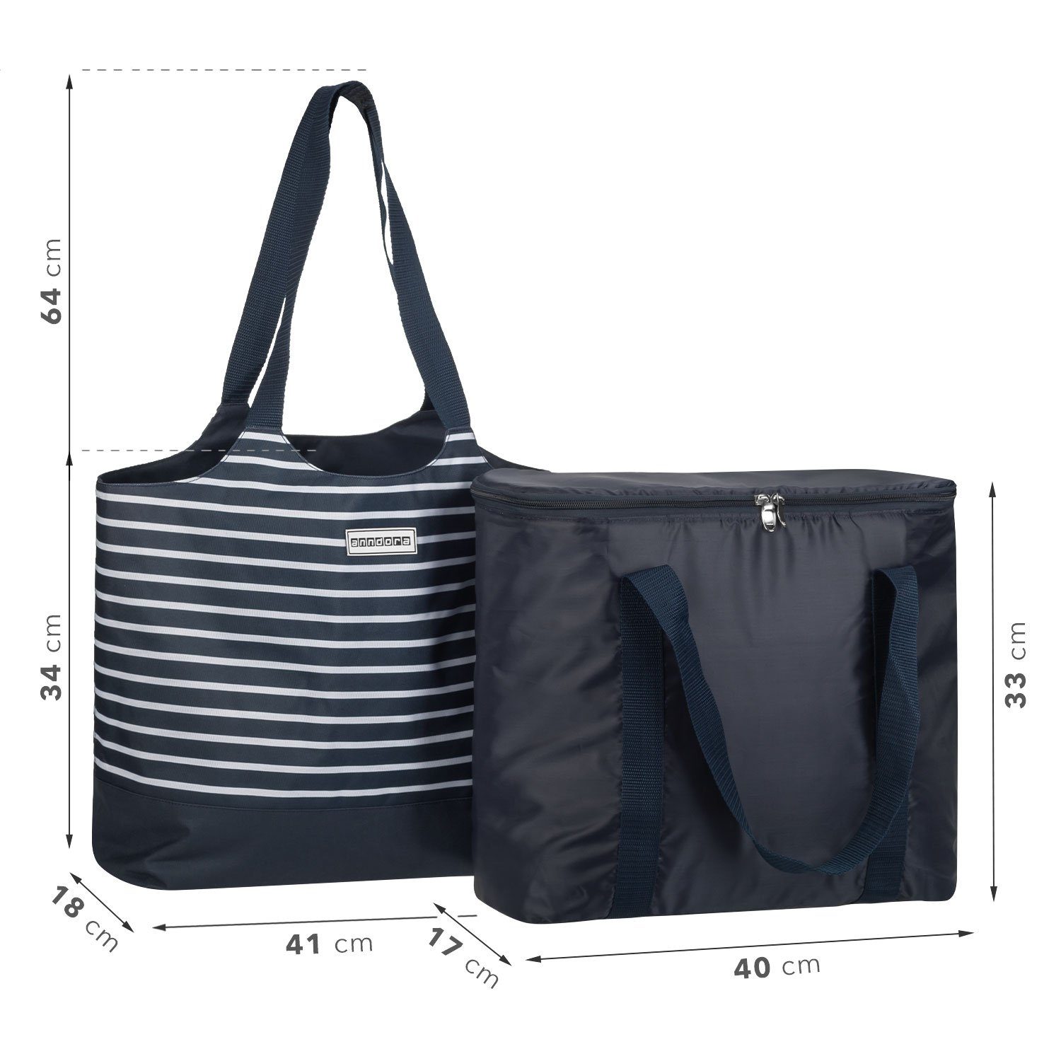 anndora Shopper 2 in 1 Einkaufstasche + Kühltasche + Kühlakku, Taschen ineinander oder einzeln verwendbar - inklusive Kühlakku