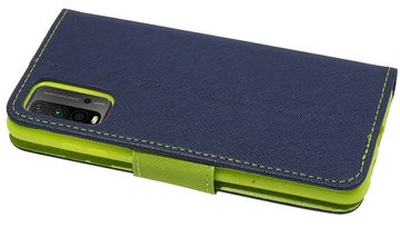 cofi1453 Handyhülle Buch Tasche für Xiaomi Redmi 9T Blau-Grün, Kunstleder Schutzhülle Handy Wallet Case Cover mit Kartenfächern, Standfunktion Schwarz