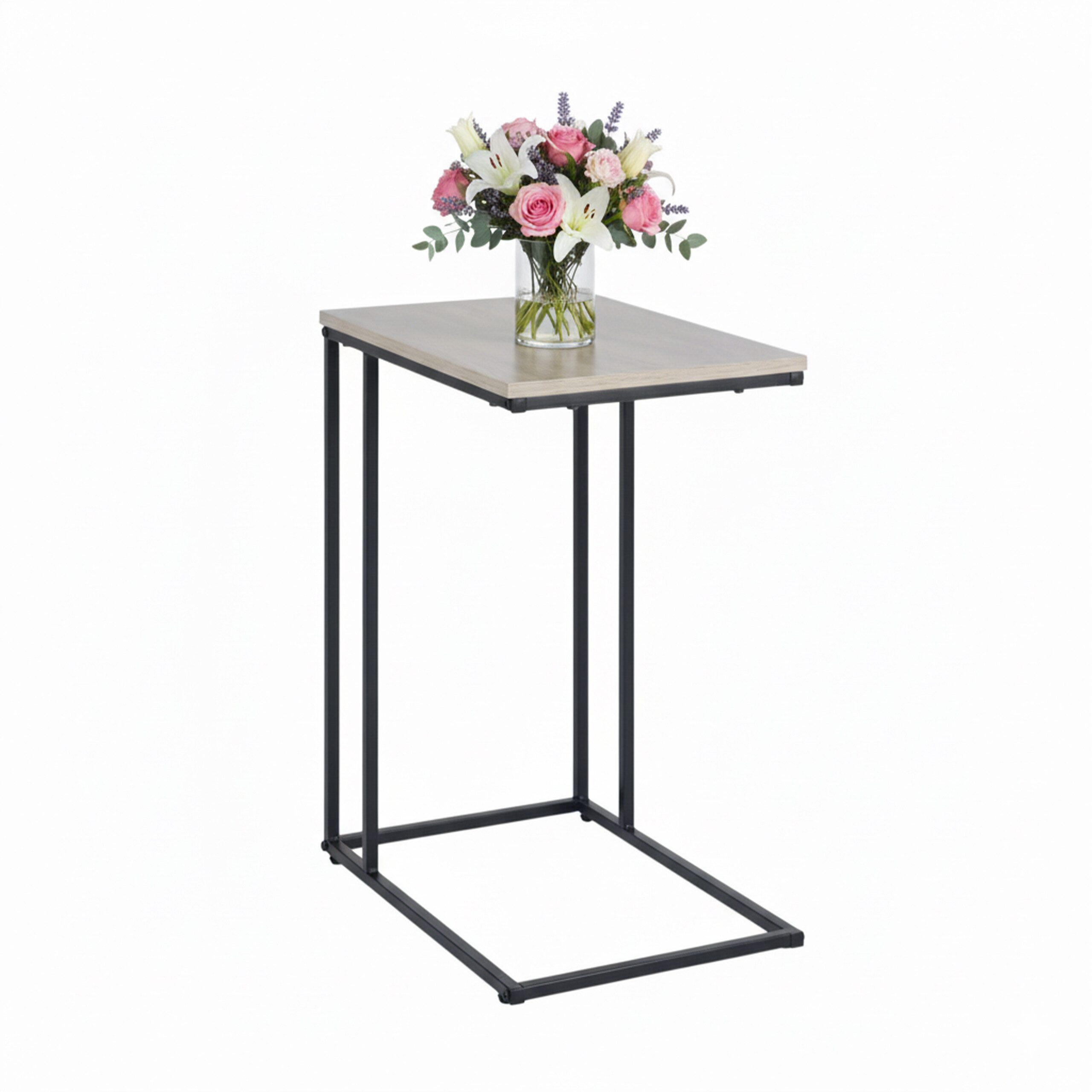 relaxdays Beistelltisch in C-Form (1-St), Schwarz-Grau