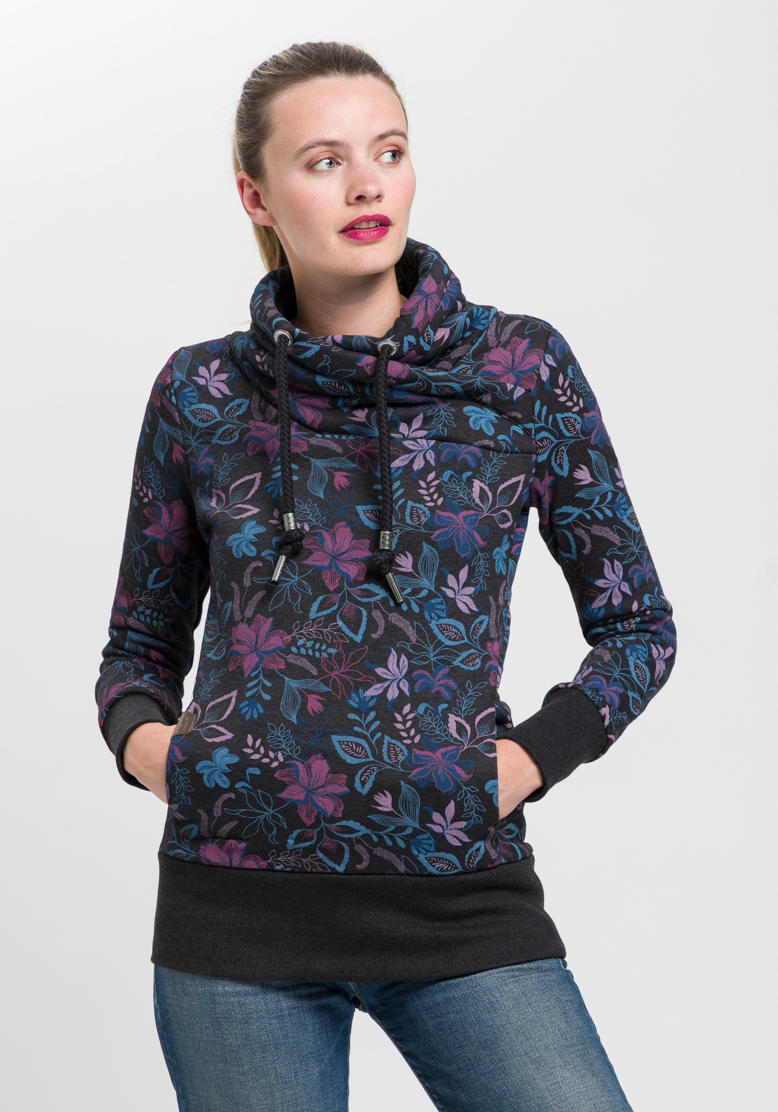 Ragwear Sweater NESKA O Kapuzen-Sweater mit asymetrischem Schalkragen