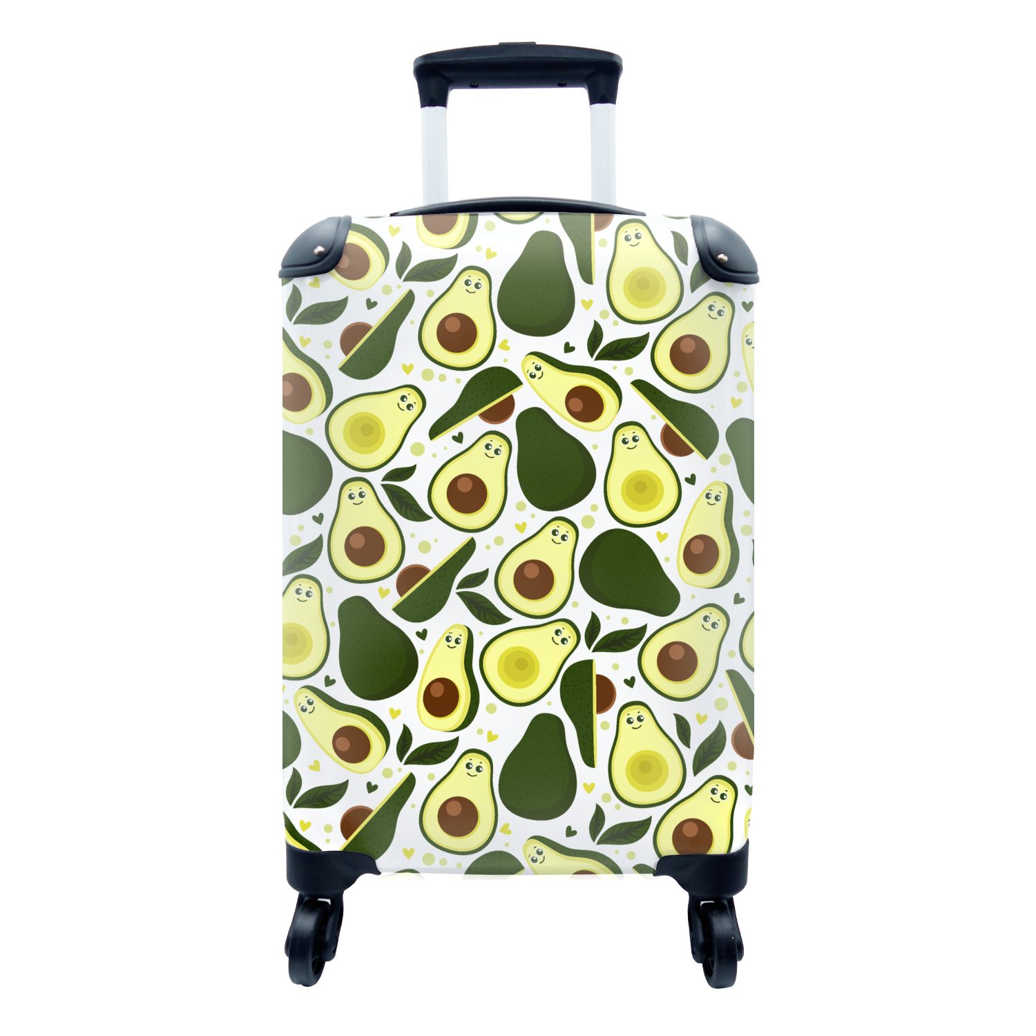 MuchoWow Handgepäckkoffer Muster - Avocado - Frucht, 4 Rollen, Reisetasche mit rollen, Handgepäck für Ferien, Trolley, Reisekoffer