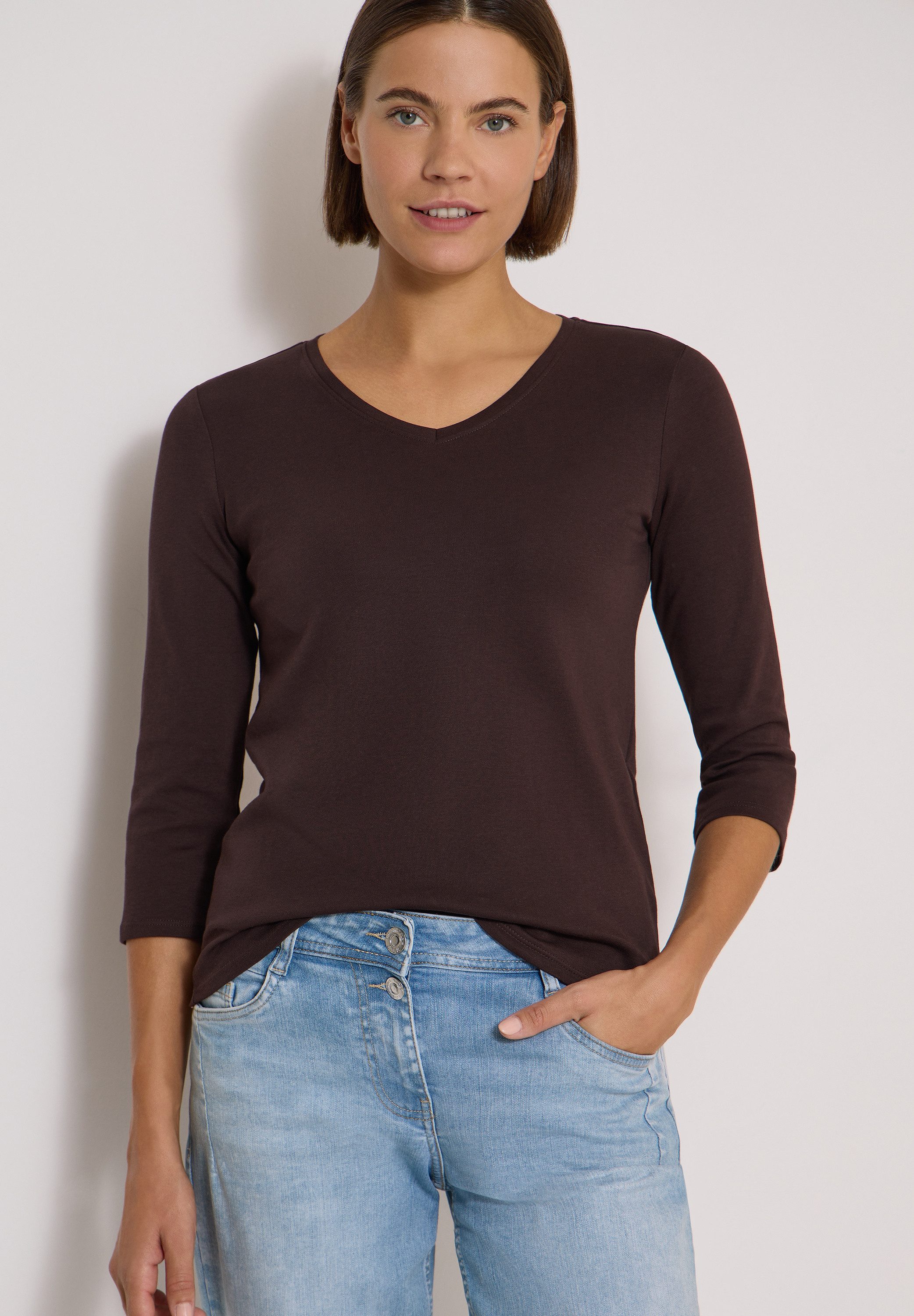 CECIL V-Shirt aus reiner Baumwolle