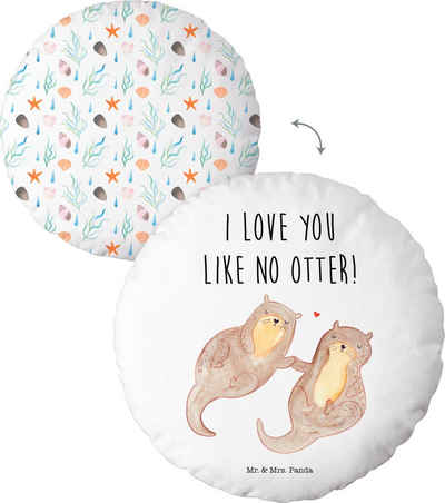 Dekokissen Mr.&Mrs. Panda "I love you like no Otter", mit niedlichem Motiv und Schriftzug
