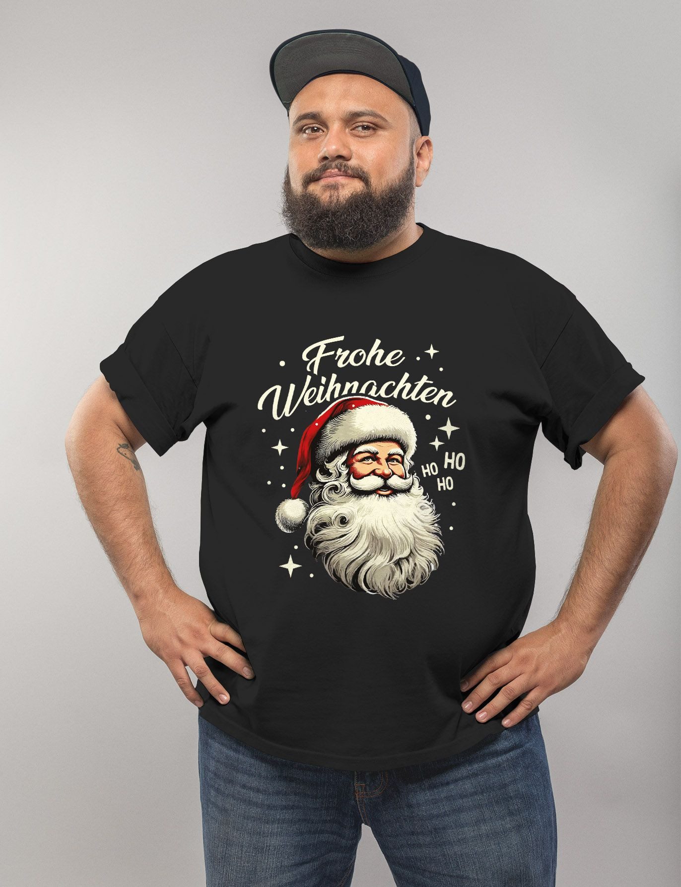 MoonWorks Print-Shirt Herren T-Shirt Weihnachten Santa Claus Frohes Fest XM günstig online kaufen