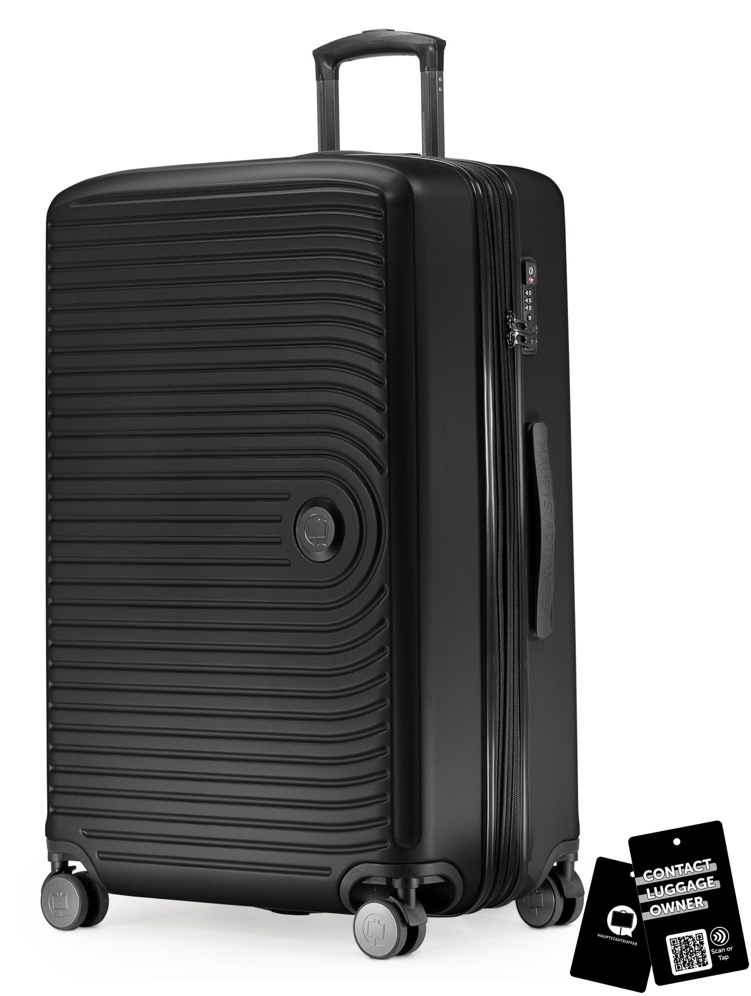 Hauptstadtkoffer Trolley Mitte, 4 Rollen, Großer Koffer + digitaler Gepäckanhänger, TSA, Doppelrollen
