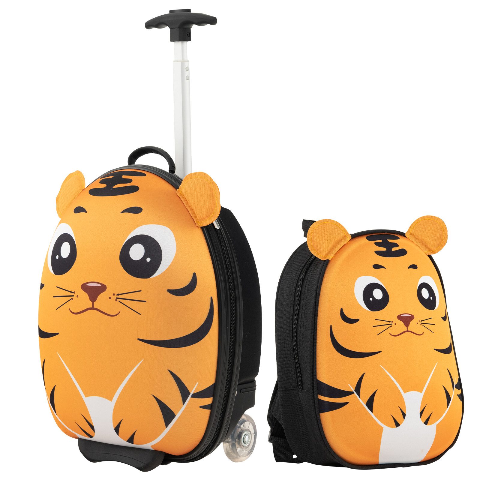 COSTWAY Kinderkoffer Kindertrolley Set, verstellbar, mit Rucksack