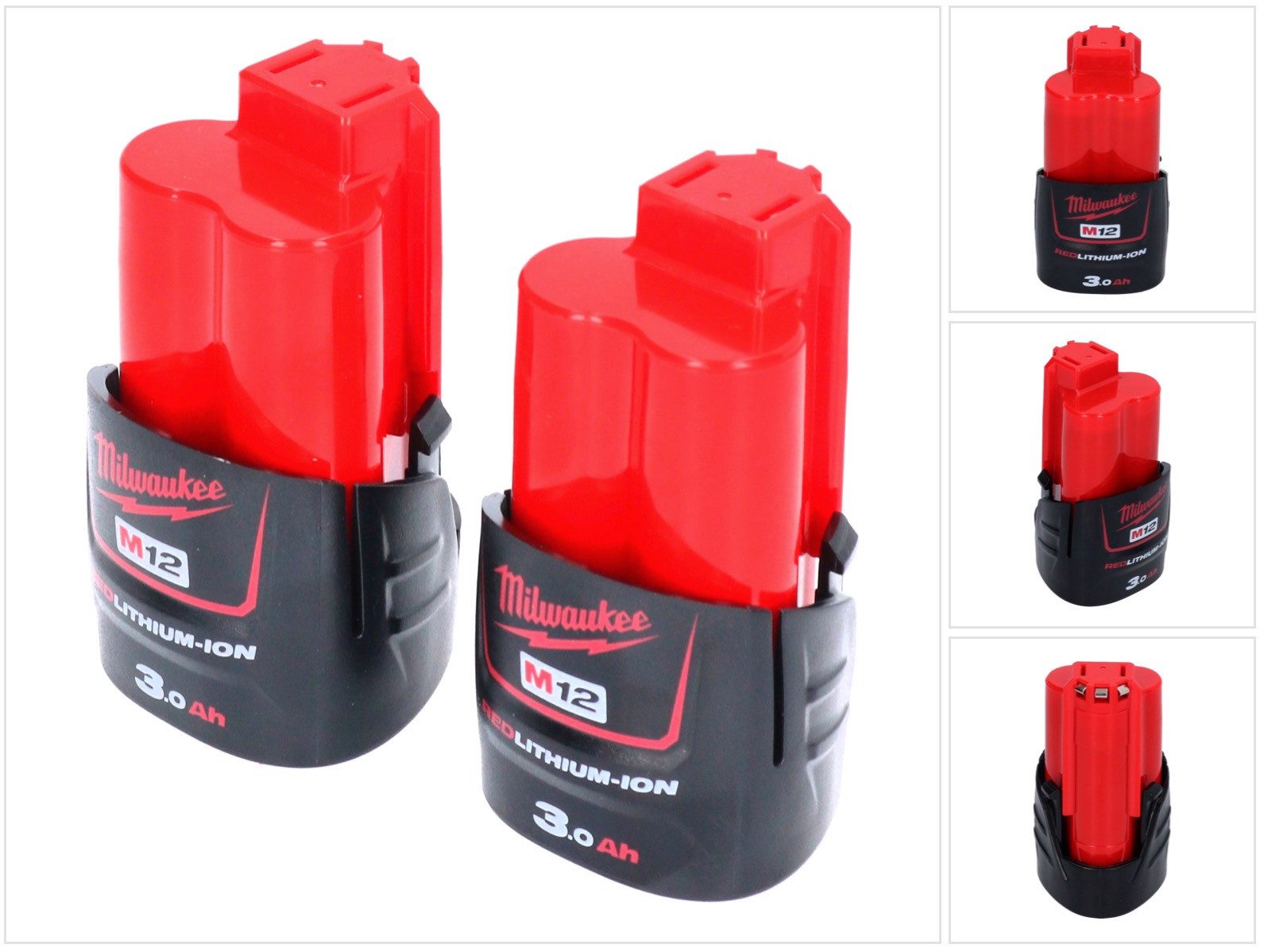 Milwaukee Akku Set 2x M12 B3 12 V 3,0 Ah / 3000 mAh Li-Ion (2x 4932451388) Akkupacks