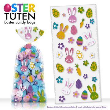 SHIBBY Geschenkfolie 50 bunte Tüten zum Selbstbefüllen für diverse Anlässe, Ostern