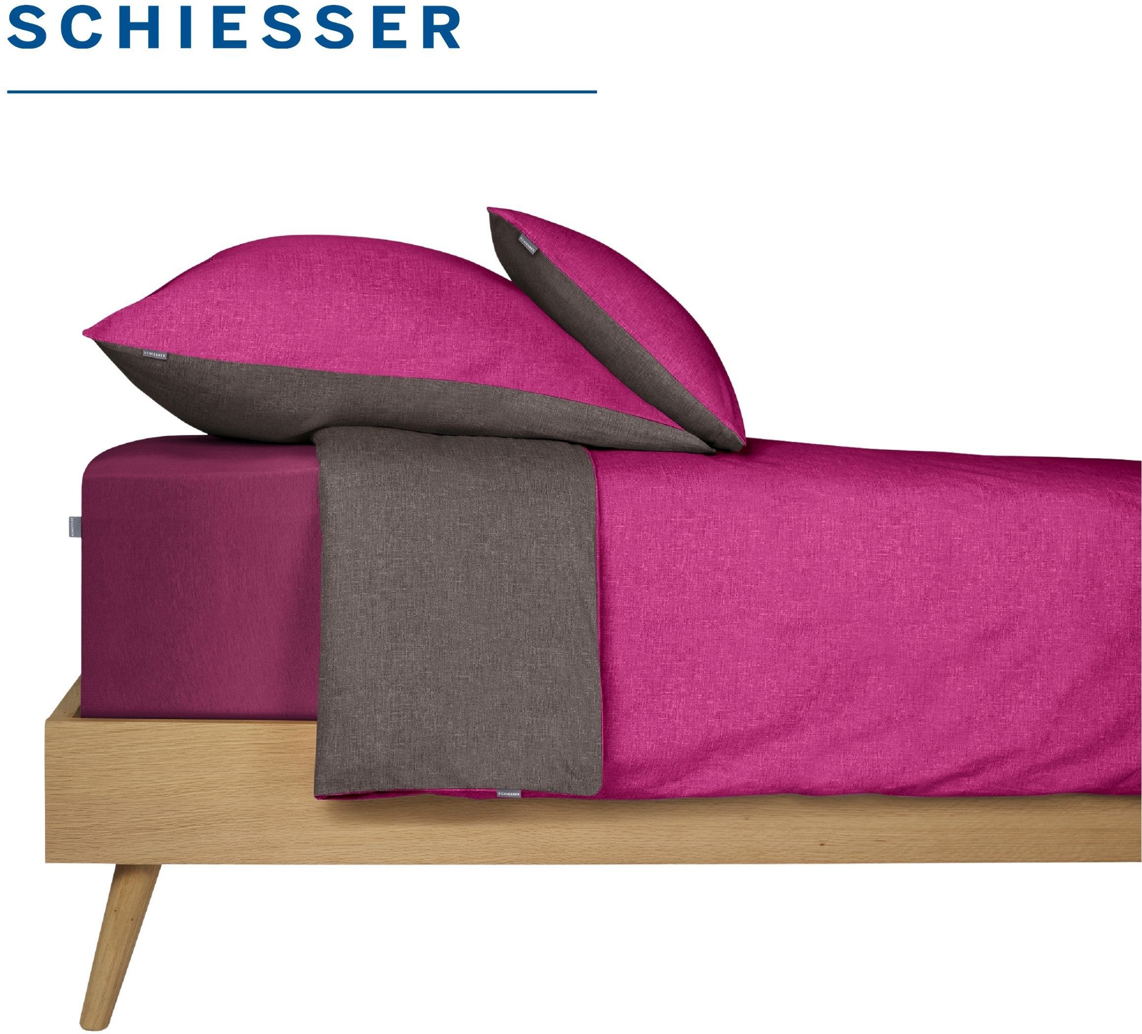 Schiesser Spannbettlaken Flexi aus 95% Baumwolle und 5% Elastahan in Premium-Qualität, Jersey-Elasthan, Gummizug: rundum, (1 Stück), für hohe Matratzen und Boxs – Bild 4 von 5