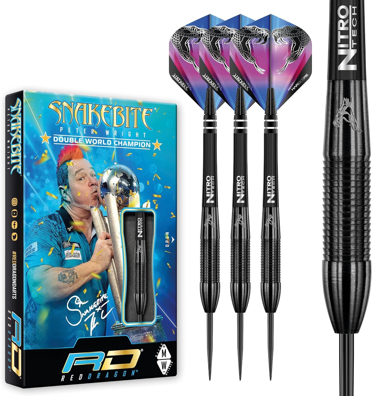 Dartpfeil RED DRAGON Peter Wright Snakebite 3: 22g Tungsten Darts
