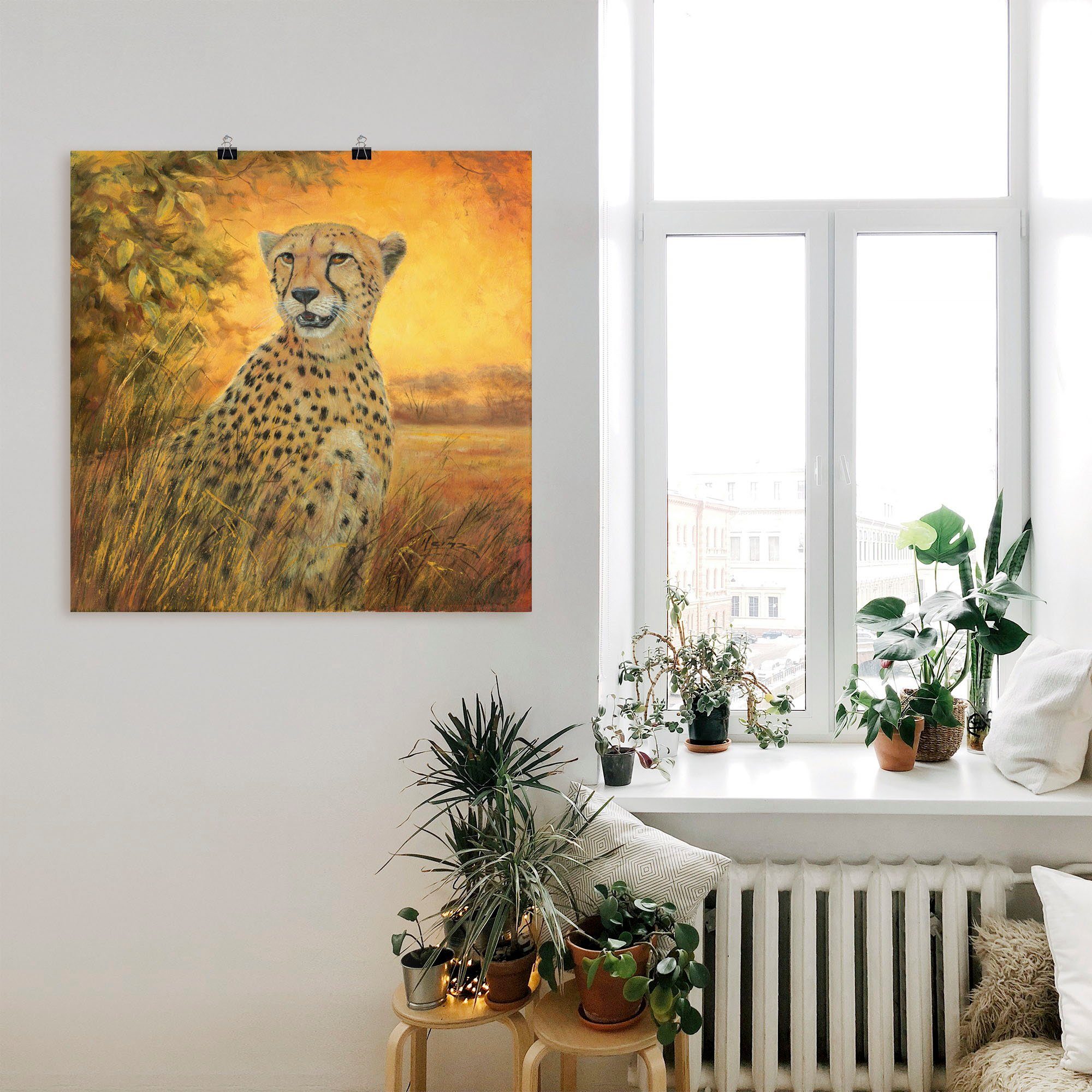 Artland Poster Wandaufkleber versch. Leinwandbild, Geparden Wandbild St), Gepard, (1 oder Alubild, Bilder Größen in als Porträt