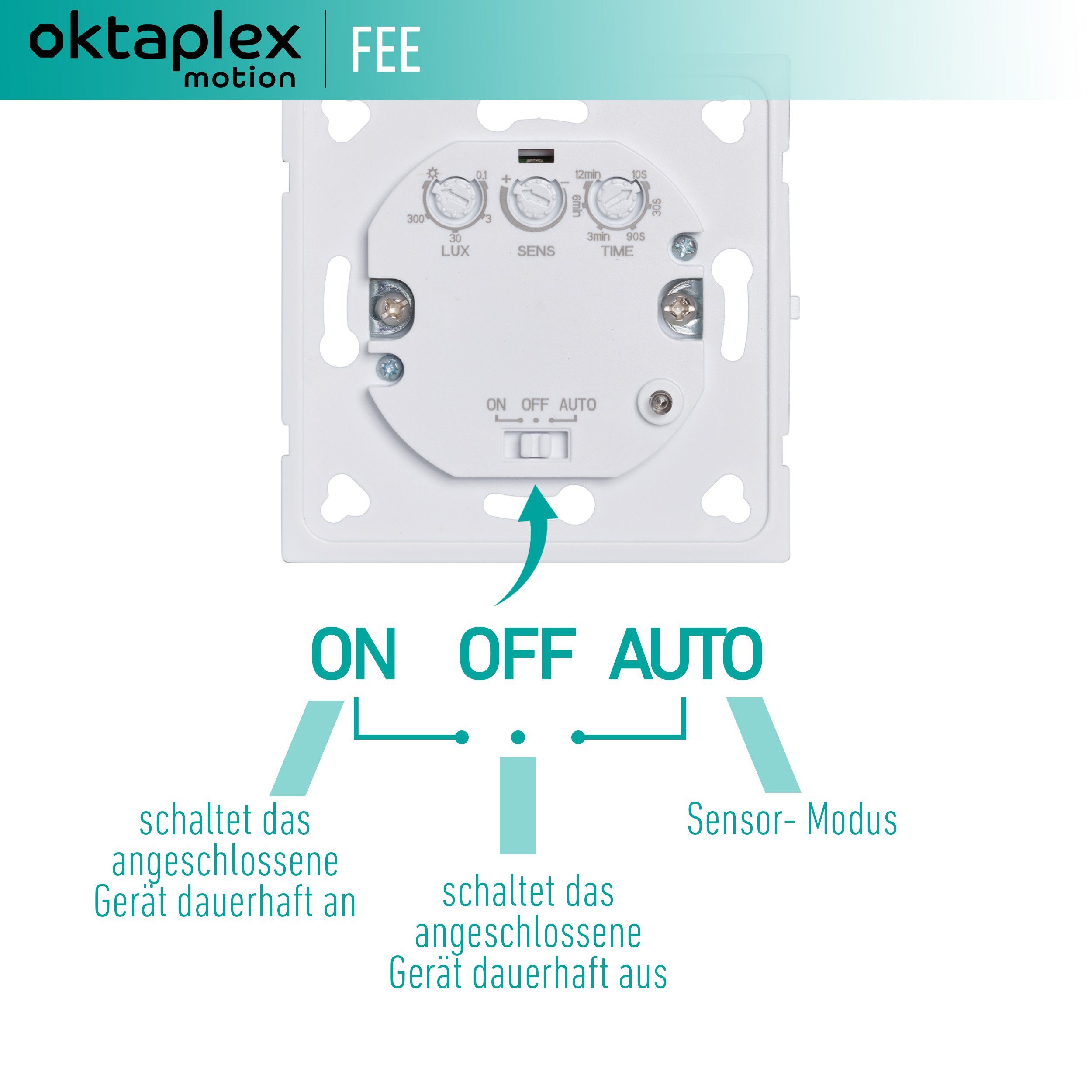 Oktaplex motion Sensor, Hohlraumdose Bewegungsmelder 68mm 15m/180° HF Reichweite Innen weiß Innen Unterputz