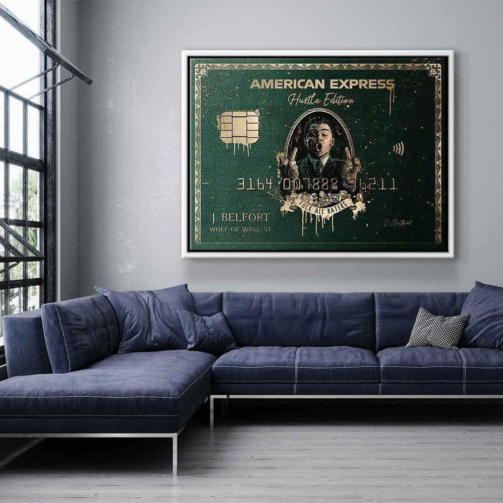 Express Street Wall Schwarz, Leinwandbild Rahmen American DOTCOMCANVAS® schwarz Hustle ohne Amex Edition Leinwandbild,