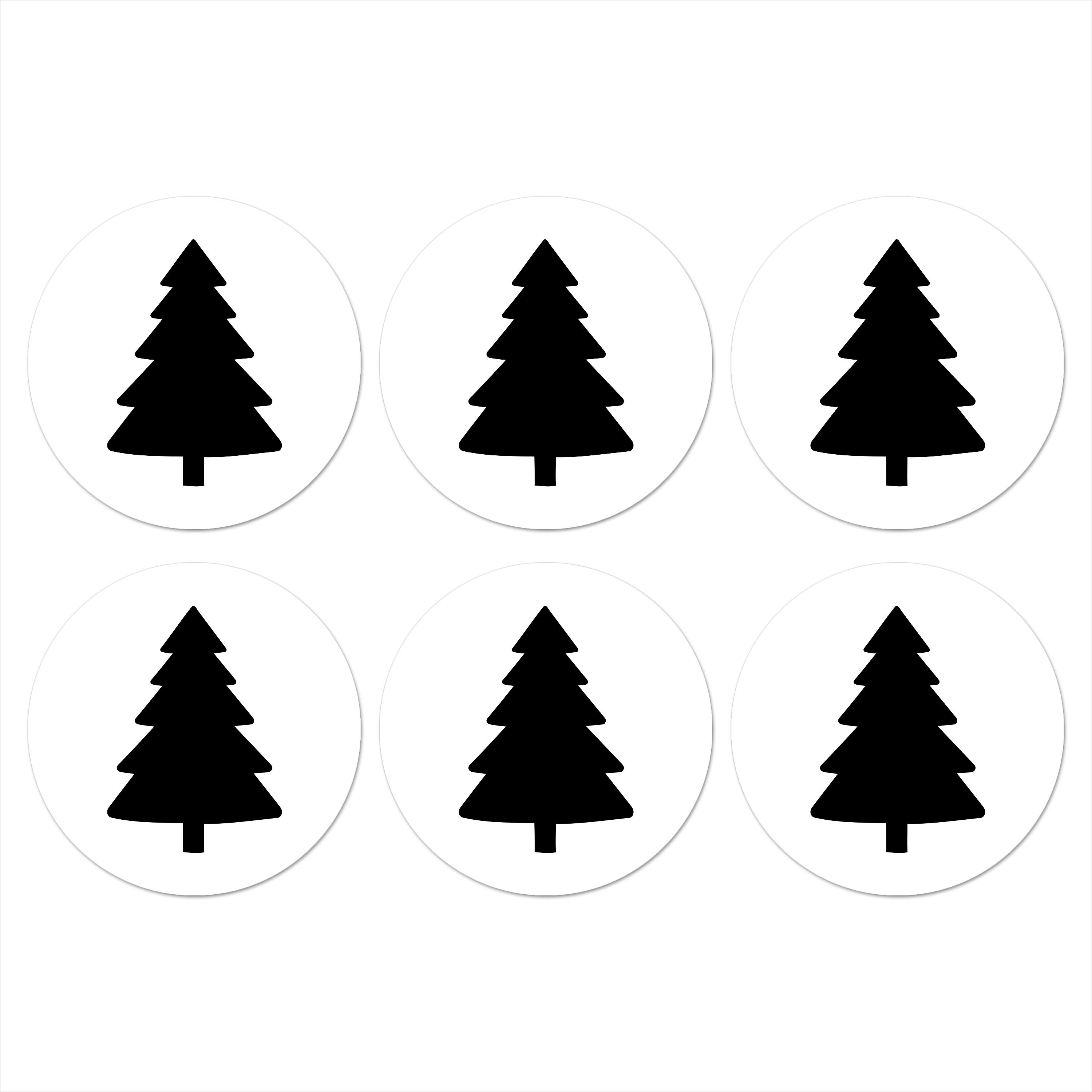 MuchoWow Glasuntersetzer Weihnachtsbaum - Schwarz - Weihnachten - Party, Zubehör für Gläser, 6-tlg., Getränkeuntersetzer, Rund, Tassenuntersetzer Kork, 10x10 cm