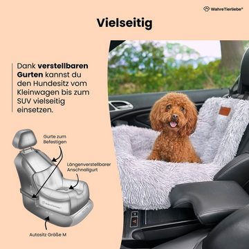 Wahre Tierliebe Hunde-Autositz Premium Hunde Autositz Fluffy - Inkl. Sicherheitsgurt, verschiedene Größen und verschiedene Farben