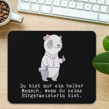 Mr. & Mrs. Panda Mauspad Bürgermeisterin Herz - Schwarz - Geschenk, Mousepad, Mitarbeiter, Wah (1-St), Handgelenkschonend