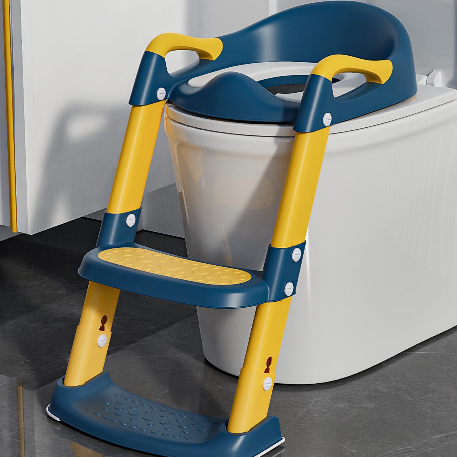 2-in-1 Toilettensitz Mit Treppe Für Kinder - Höhenverstellbar & Rutschfest