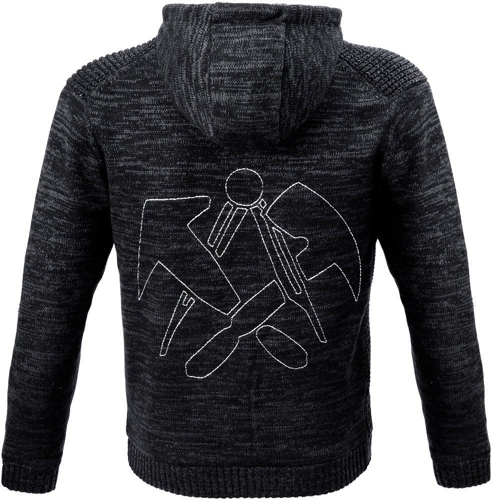 JOB Strickjacke Dachdecker-Hoodie-Strickjacke mit Fellfutter schieferschwar günstig online kaufen