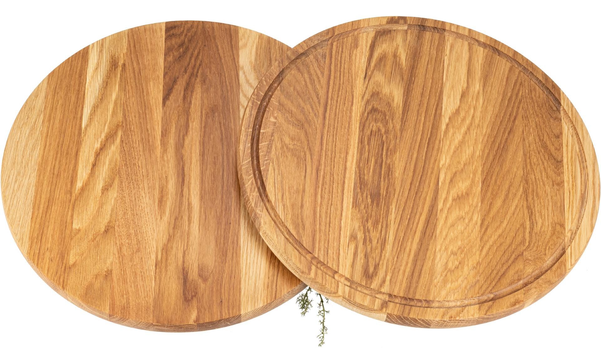 Holz Frank Schneidebrett Rundes Schneidebrett aus Eiche geölt - ⌀ 40 x 2 cm, Holz, (1-St)