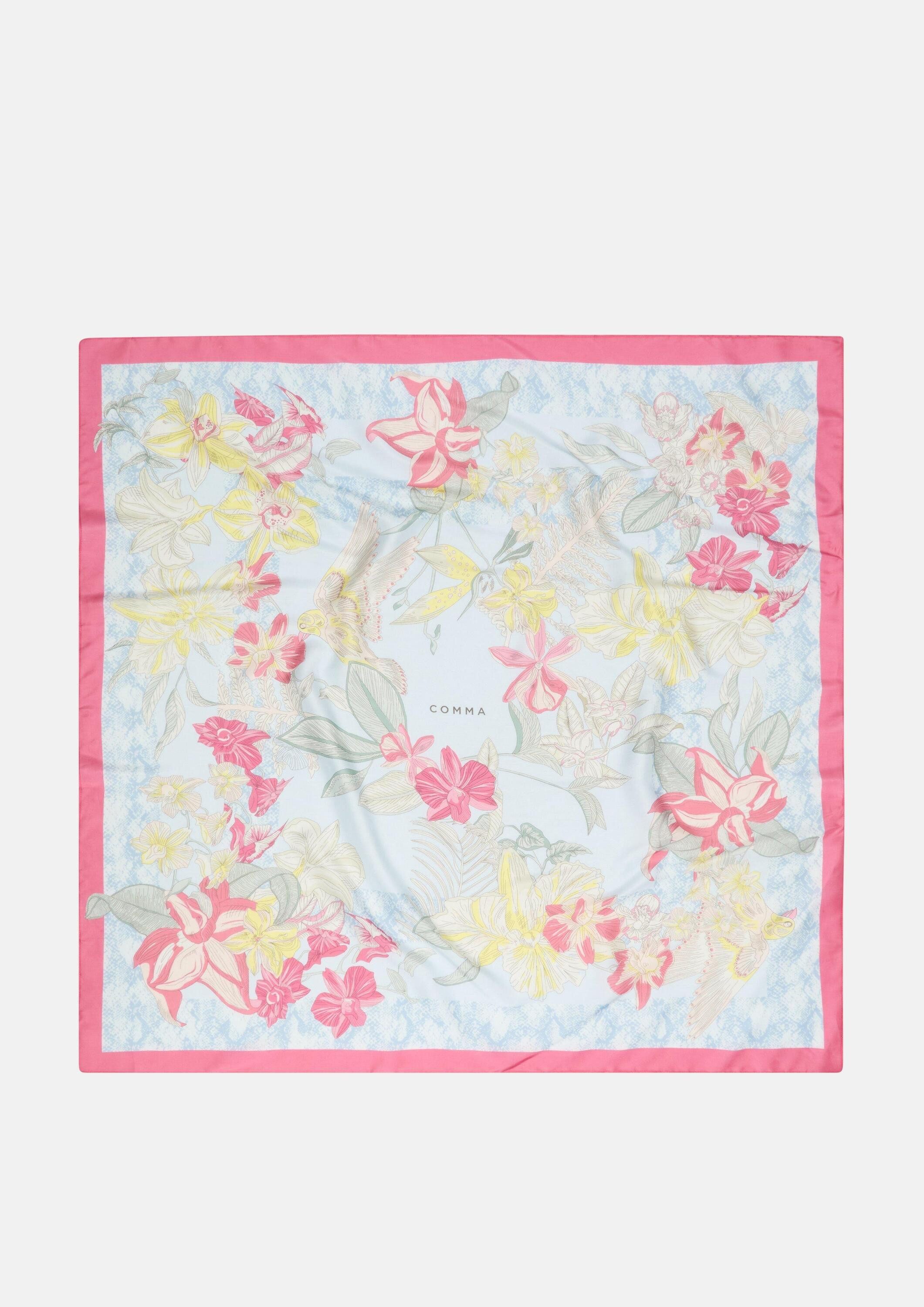 comma Schal Tuch, Tuch aus Seidenmix mit floralem Muster