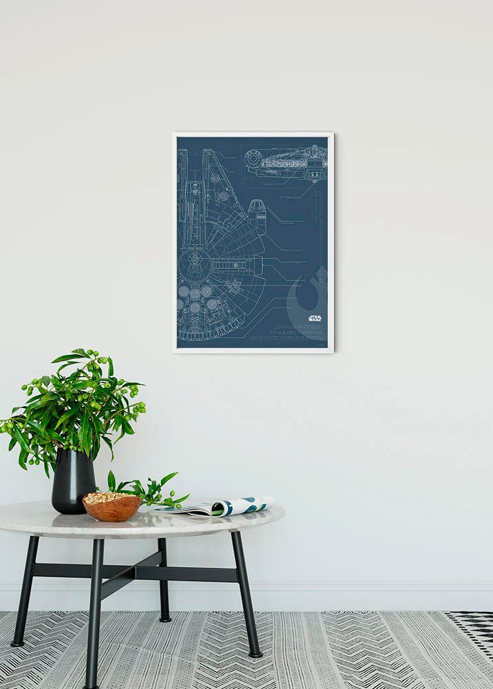 Komar Bild Star Wars Blueprint Falcon, Star Wars (1 St), Wandbild zur Dekoration im Kinderzimmer - ohne Rahmen