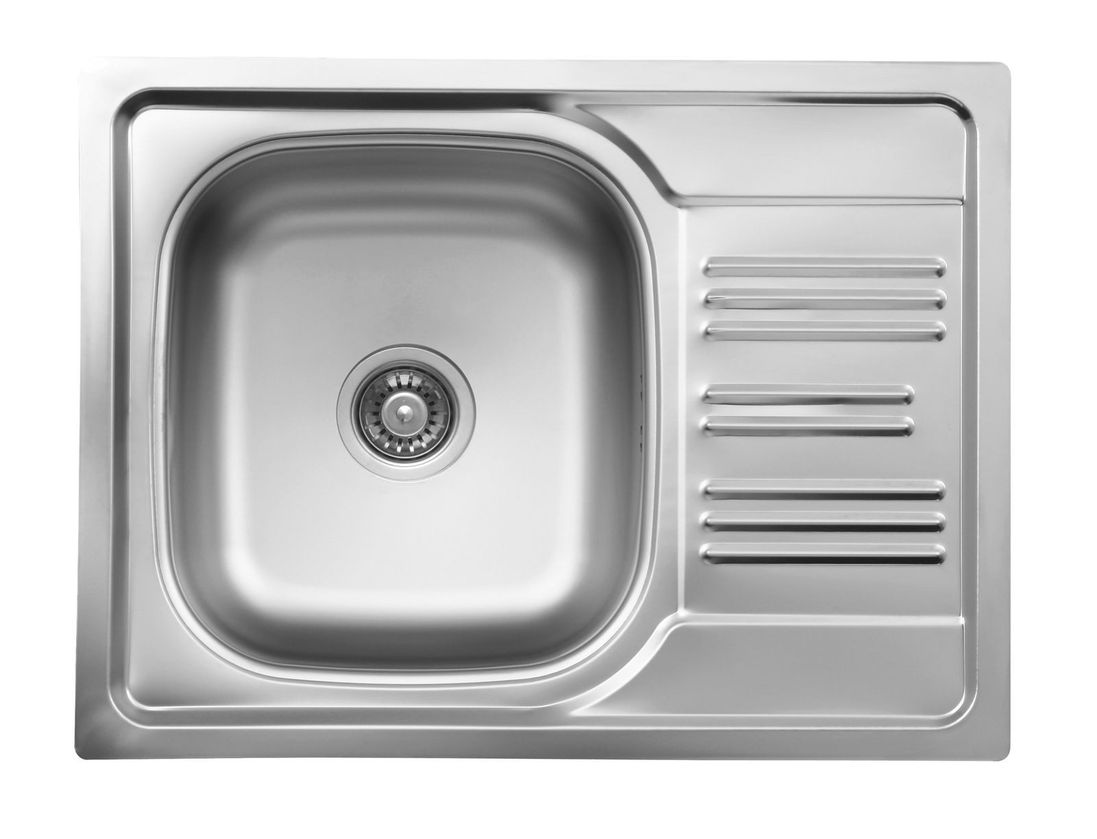 Deante Edelstahlspüle Einbauspülbecken Chrom eckig 43,5 cm aus Edelstahl mit Abtropffläche, 43.5/58 cm, (Komplett-Set)