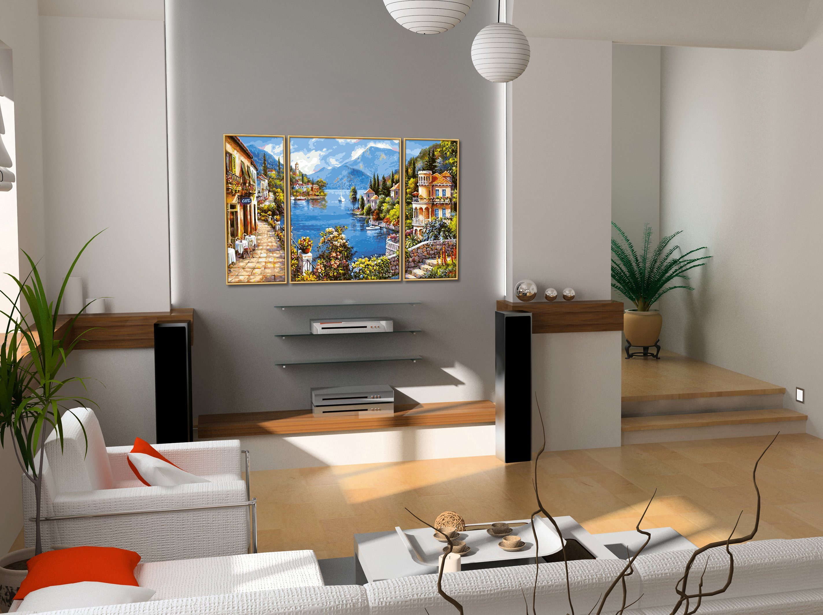 Schipper Malen nach Zahlen Meisterklasse Triptychon - Lago Romantico, Made in Germany