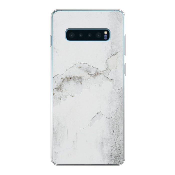 MuchoWow Handyhülle Beton - Grau - Weiß Phone Case Handyhülle Samsung Galaxy S10+ Silikon Schutzhülle