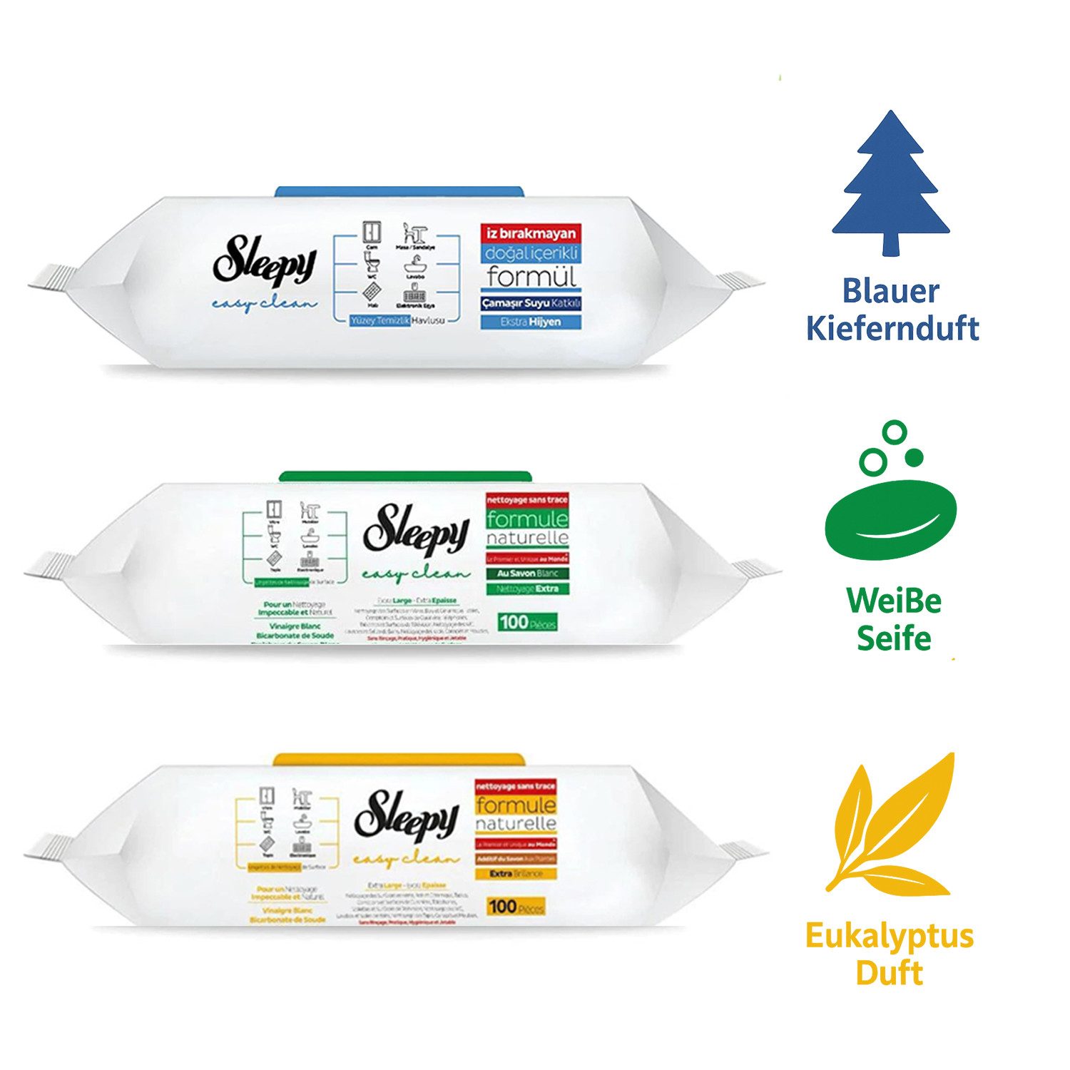 Sleepy Sleepy Салфетки для чистки für den täglichen Oberflächeneinsatz Reinigungstuch (3-tlg)