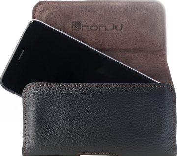 honju Handyhülle Horizon Gürtel-Tasche für iPhone 15 / 15 Pro / 14 / 14 Pro uvm., iPhone Gürteltasche aus Echtleder inkl. Befestigung