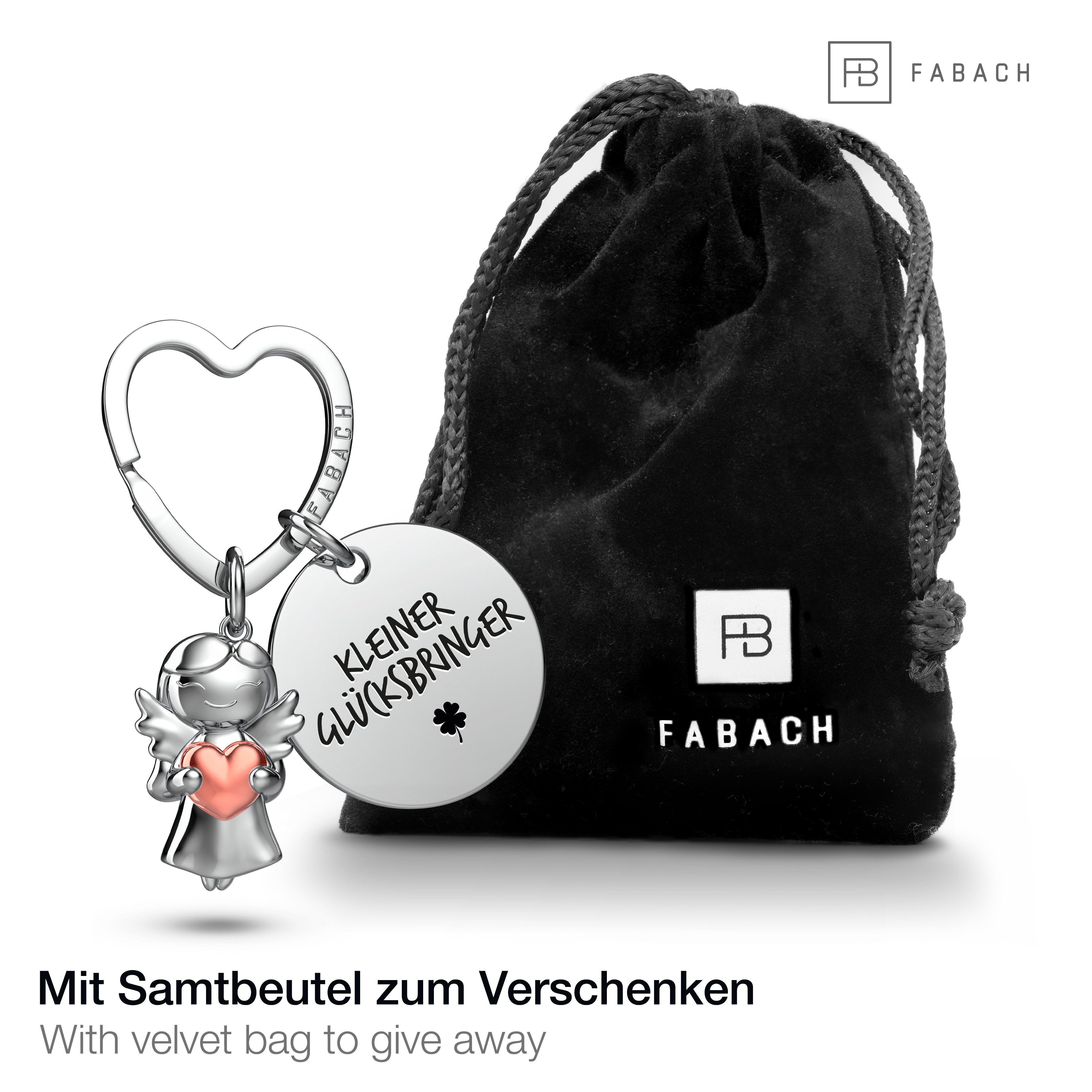FABACH Schlüsselanhänger Schutzengel Star in Charms Größe mit Gravur "Glücksbringer"
