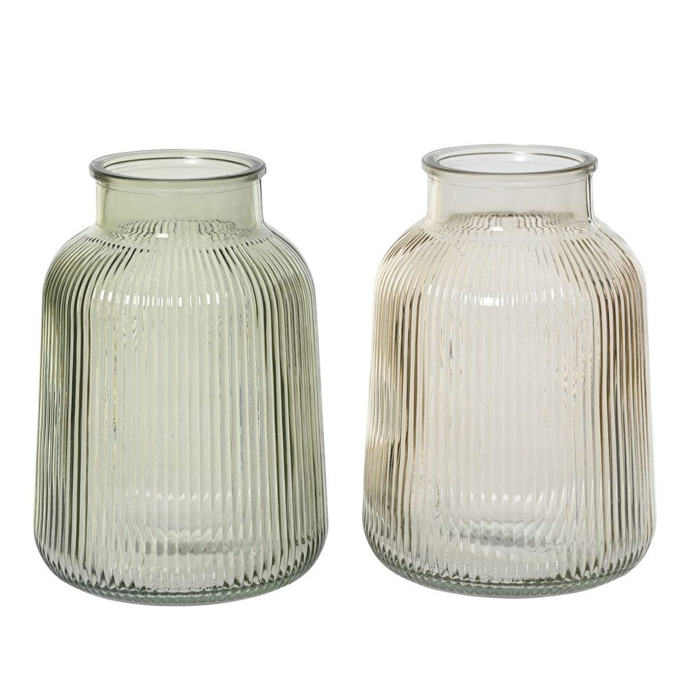 Dekovase Vase - geriffelt - aus Glas - ca. Ø 14 x 20 cm - 1 Stück