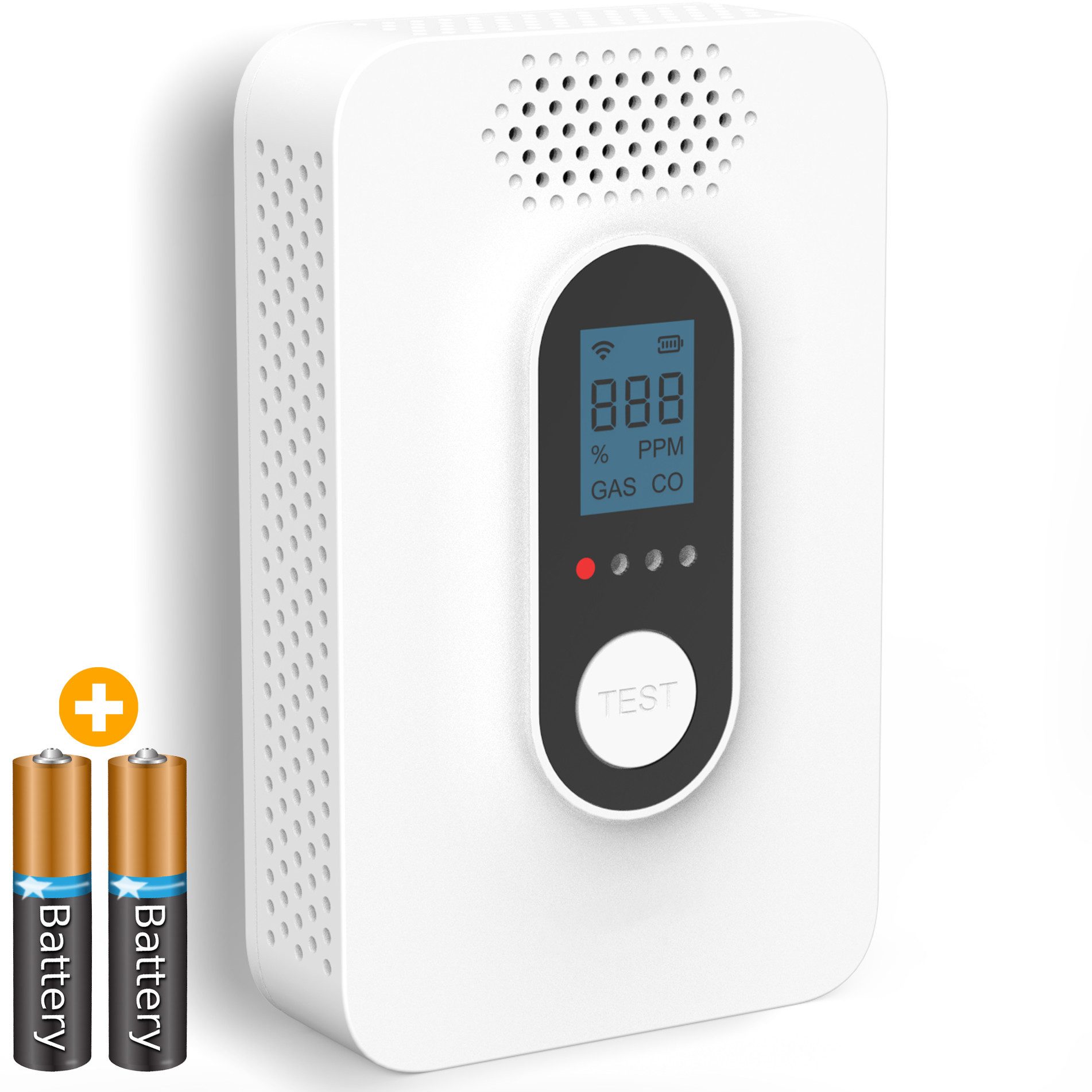 Forrlite Kohlenmonoxid Melder mit LCD Display, CO2 melder, 10 Jahre Batterie CO-Melder (Warnmelder, Lauter Alarm 115 dB, Testschalter, Mitgelieferte Batterien)