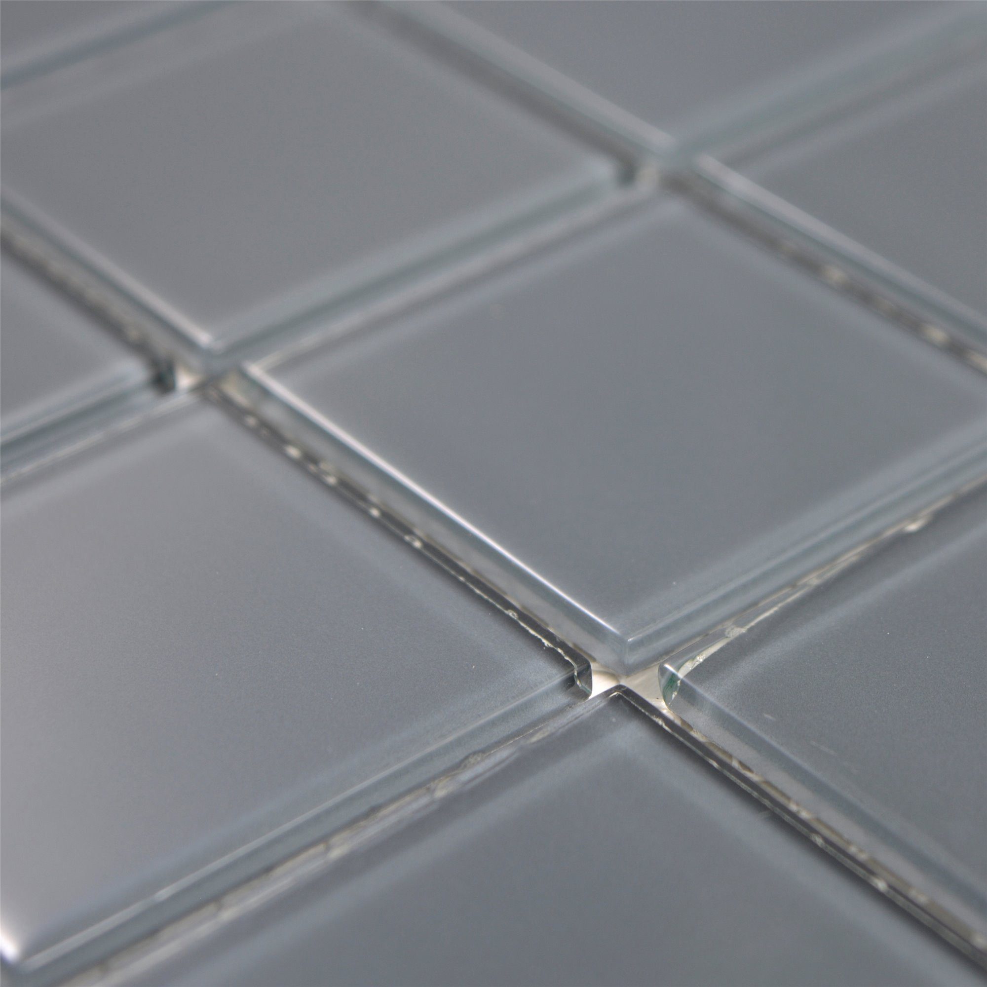 Mosafil Mosaikfliesen Glasmosaik Fliesen Brahma Uni, Glas 30.000x30.000, grau, Verlegefertig auf ein Netz geklebt - Frostsicher - Wasserfest