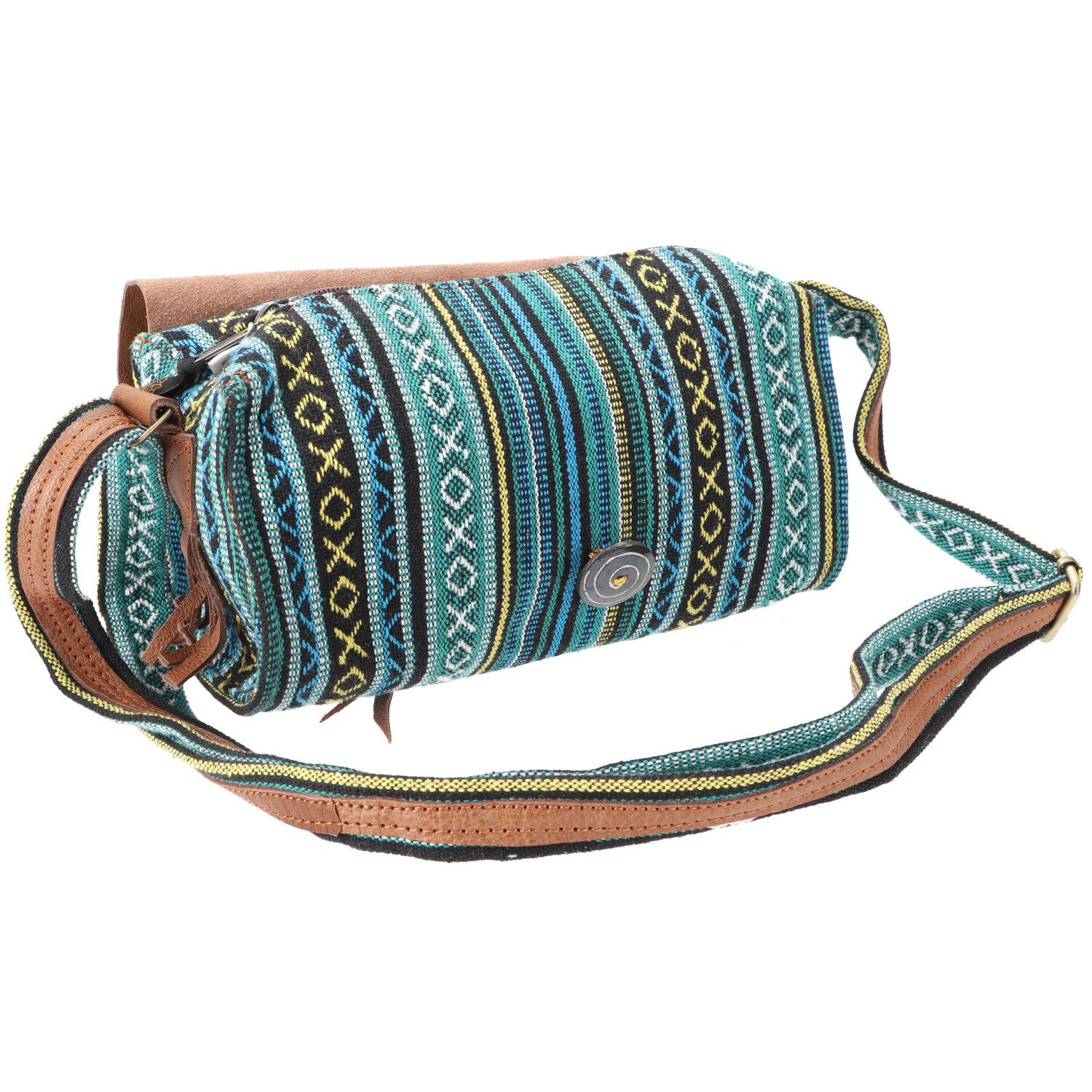 Guru-Shop Schultertasche Ethno Schultertasche mit Leder, Nepaltasche -.. – Bild 3 von 4