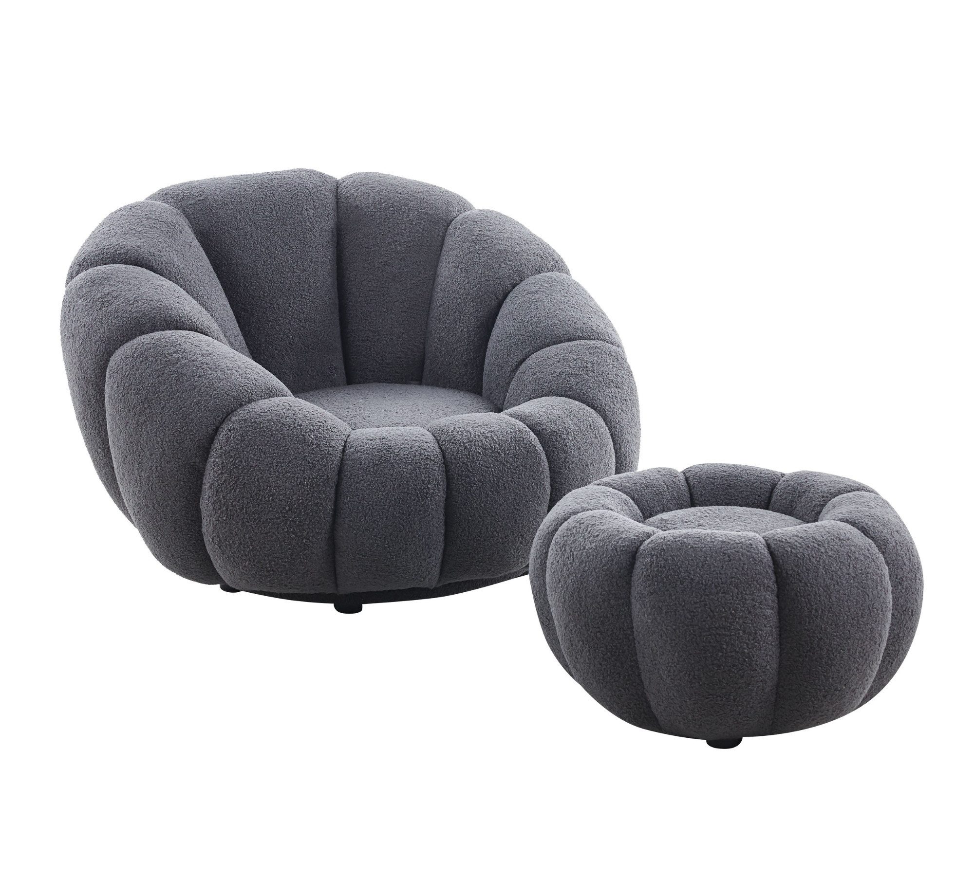 alesvelt Drehsessel Kürbis Sessel 360° Drehfunktion Relaxsessel inkl. Hocker (Set, 2-St), 360° Drehfunktion – Bild 2 von 5