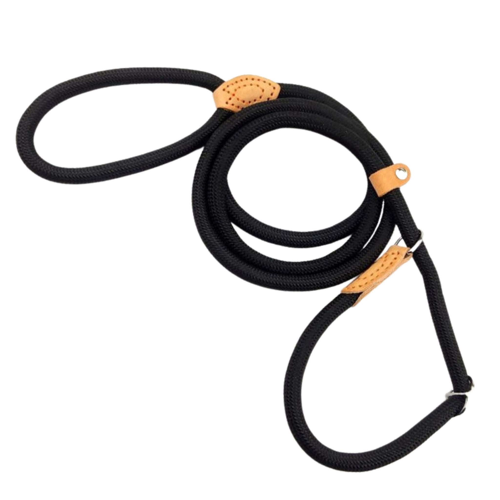 HS.SUPPLY Hundeleine Retrieverleine für Hunde - Moxonleine aus robustem Nylon mit Zugstopp, Führleine & Halsband in einem, Hundeleine