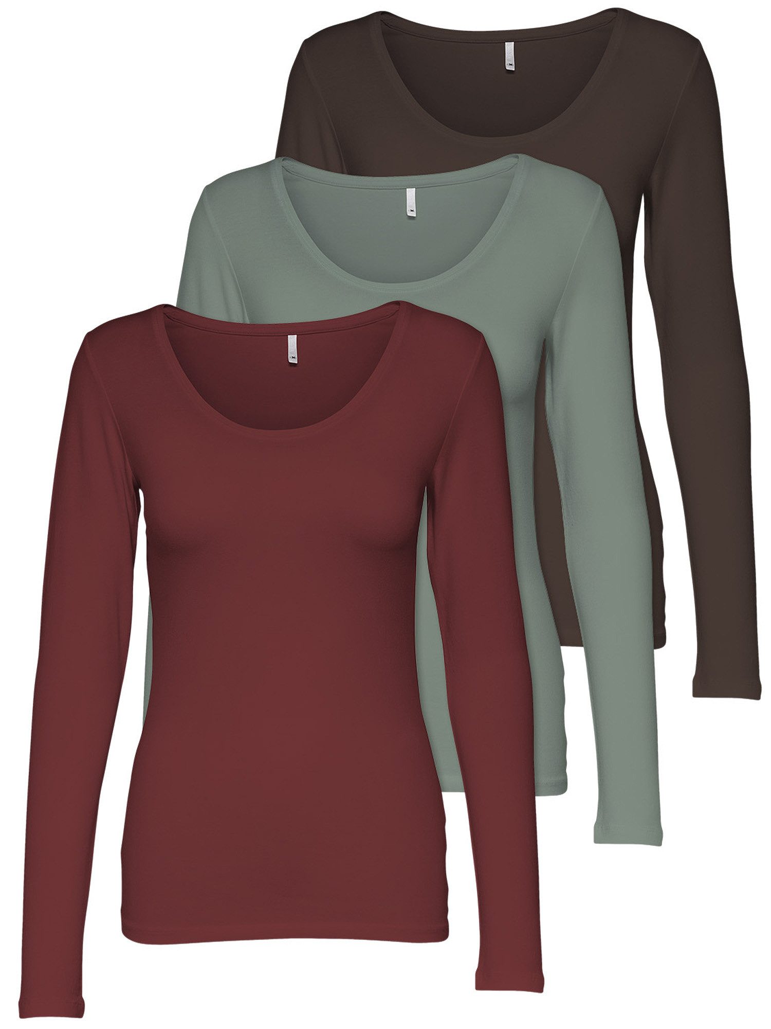 ONLY Langarmshirt Live Love NEW Longsleeve (3-tlg., 3er Pack) Figur betont, günstig online kaufen