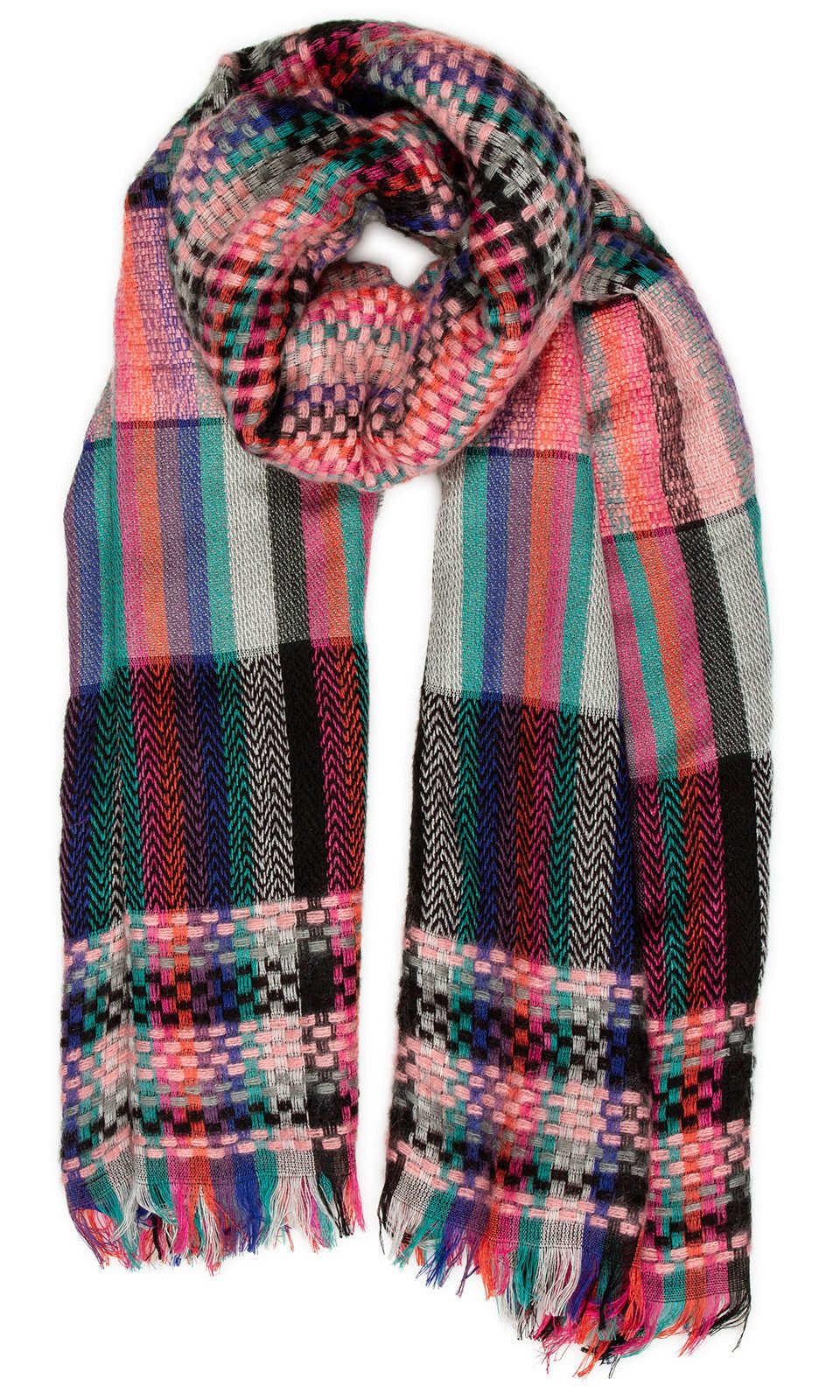 Modeschal SC489 bunter Damen XXL Karo Streifen Schal