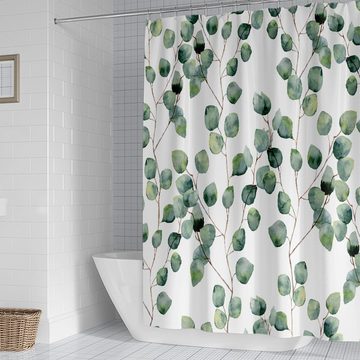 HAMÖWO Duschvorhang Duschvorhang Blätter, Duschvorhang Grün Wasserdicht 180*200cm