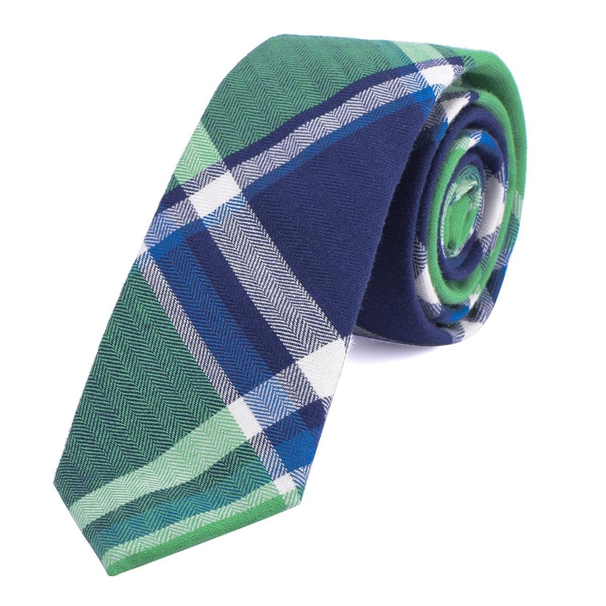 Krawatte) Streifen Baumwolle, grün kariert mit kariert 1x oder cm oder Herren 6 Büro Krawatte Veranstaltungen (Packung, DonDon 1-St., Krawatte für oder festliche Karos gestreift,