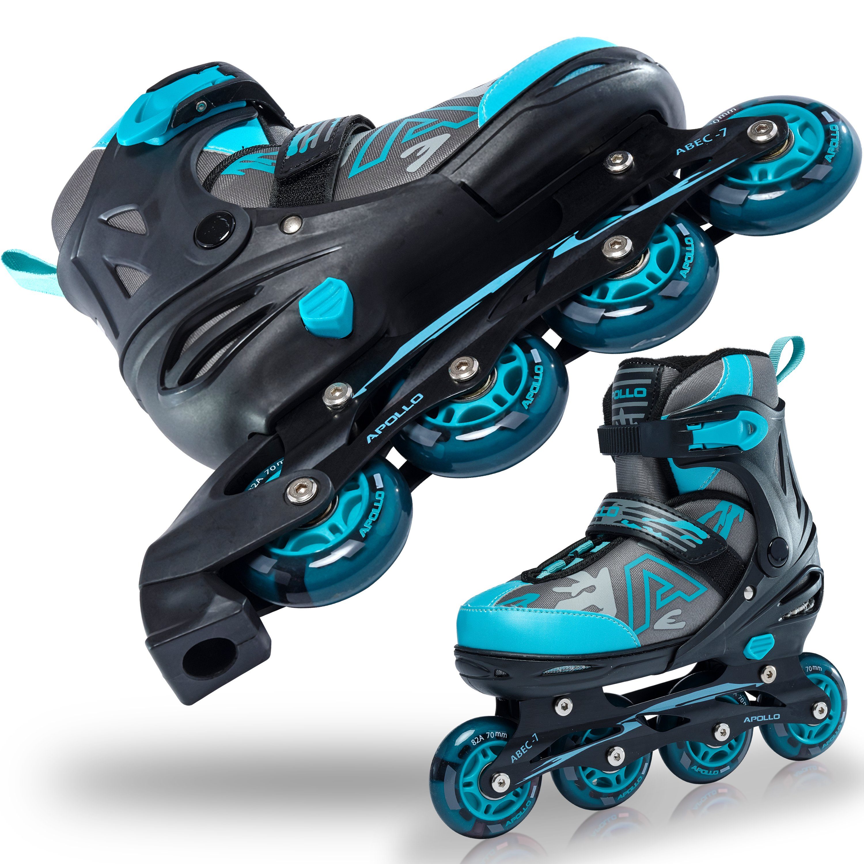 Apollo Inlineskates Champion Verstellbare Inlineskates für Kinder und Erwachsene, Größe 31-42, mit LED Rollen