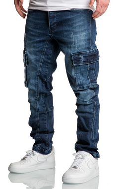 Amaci&Sons Straight-Jeans CARY Jeans Regular Slim Herren Regular Fit Cargo Denim Jeans Hose