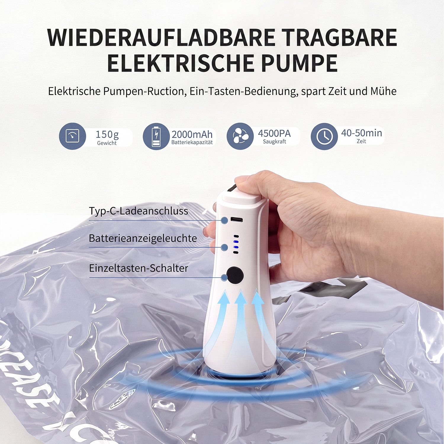 oyajia Kofferorganizer Vakuumbeutel Kleidung mit USB-Pumpe, 15 Stück Vacuum Bags for Clothing (3x 74 x 54cm, 6x 64x47cm, 6x 54x40cm, Platzsparende Travel Essentials), Vakuumbeutel in 3 Größen für Reise, Kleiderschrank & Aufbewahrung