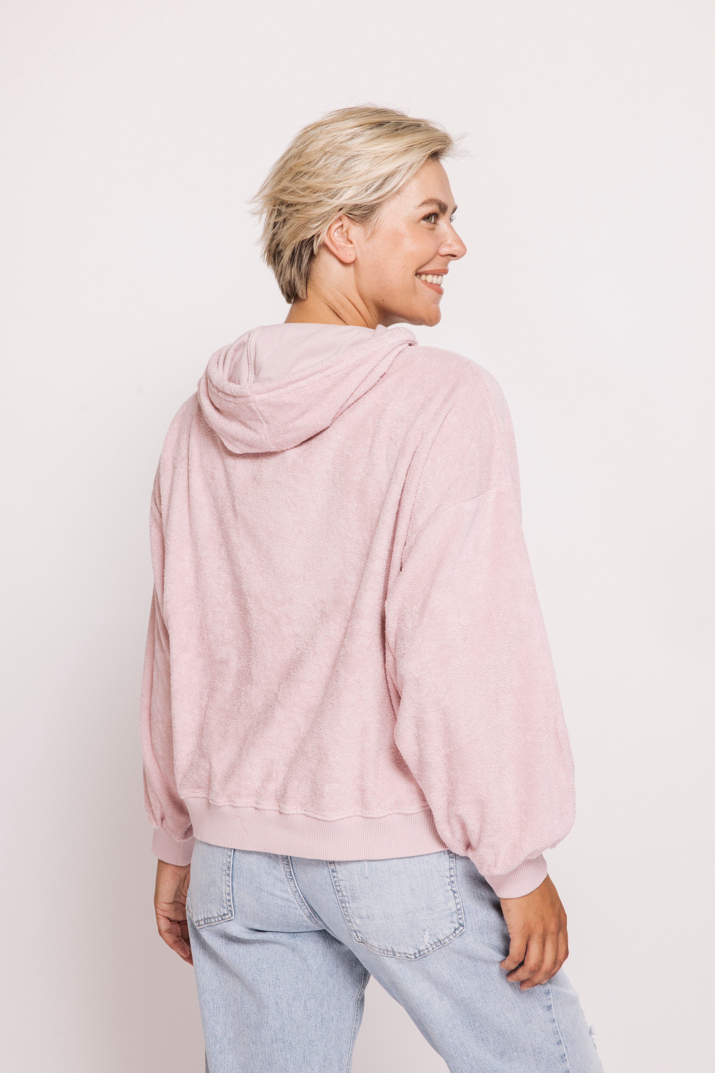 Zhrill Kapuzensweatshirt ZHXENIA Nicki Kap-Sweat mit Stehkragen, mit Strick-Kordeln, lässige Passform